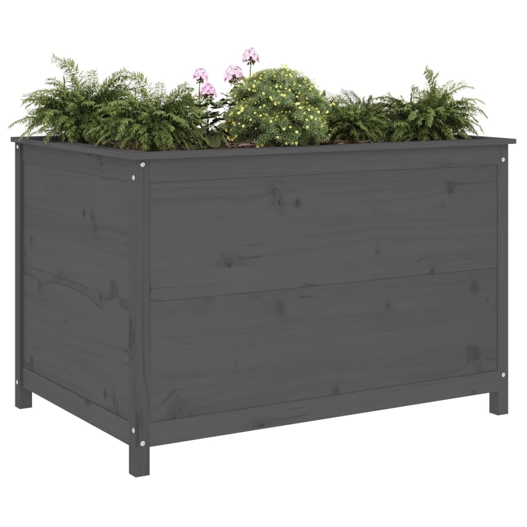 VidaXL Plantenbak verhoogd 119,5x82,5x78 cm massief grenenhout grijs