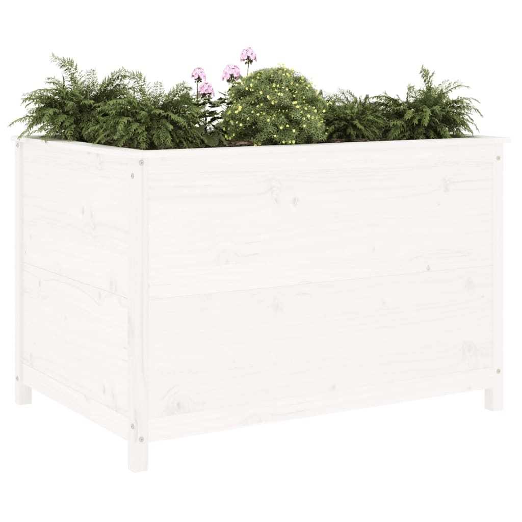 VidaXL Plantenbak verhoogd 119,5x82,5x78 cm massief grenenhout wit