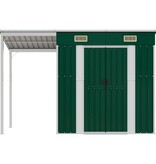 Tuinschuur met verlengd dak 277x110,5x181 cm staal groen