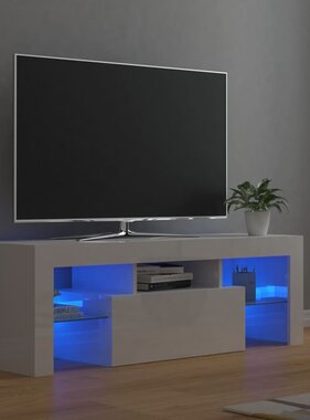 Tv-meubel met LED-verlichting 120x35x40 cm hoogglans wit