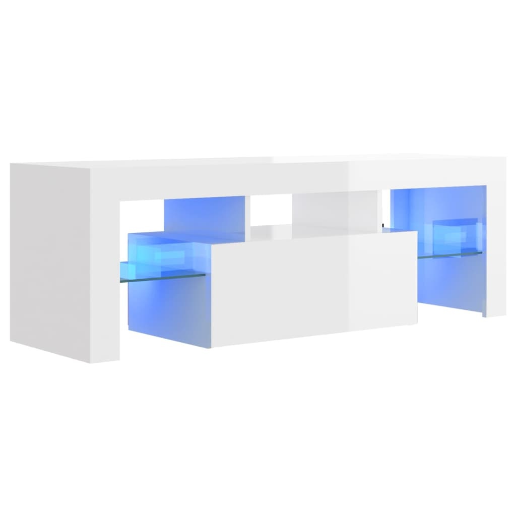 Tv-meubel met LED-verlichting 120x35x40 cm hoogglans wit