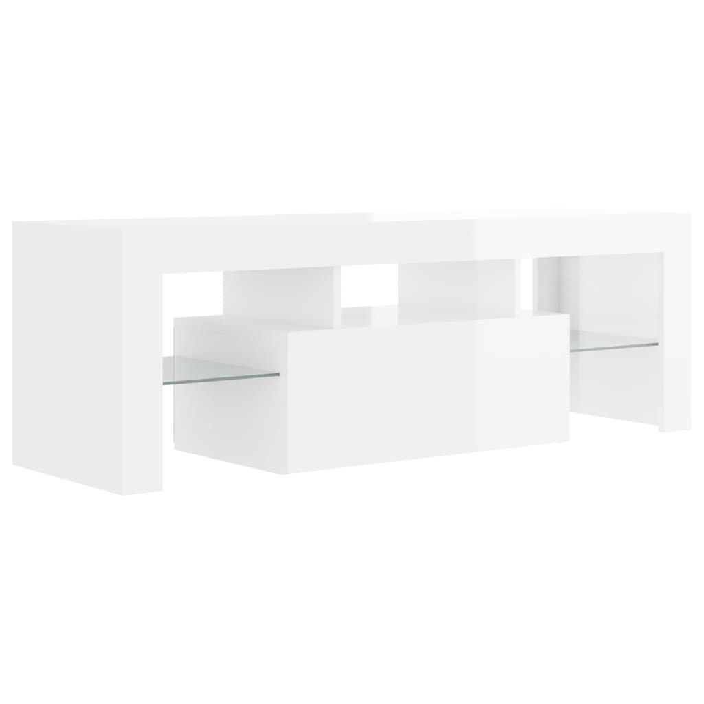 Tv-meubel met LED-verlichting 120x35x40 cm hoogglans wit