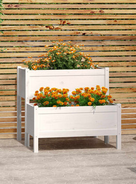 Plantenbak 84,5x84x75 cm massief grenenhout wit