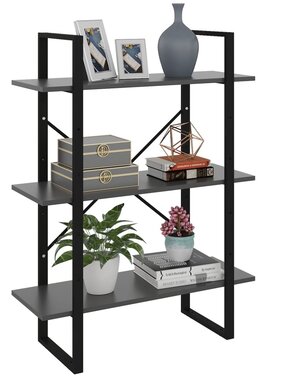 Boekenkast 80x30x105 cm spaanplaat grijs