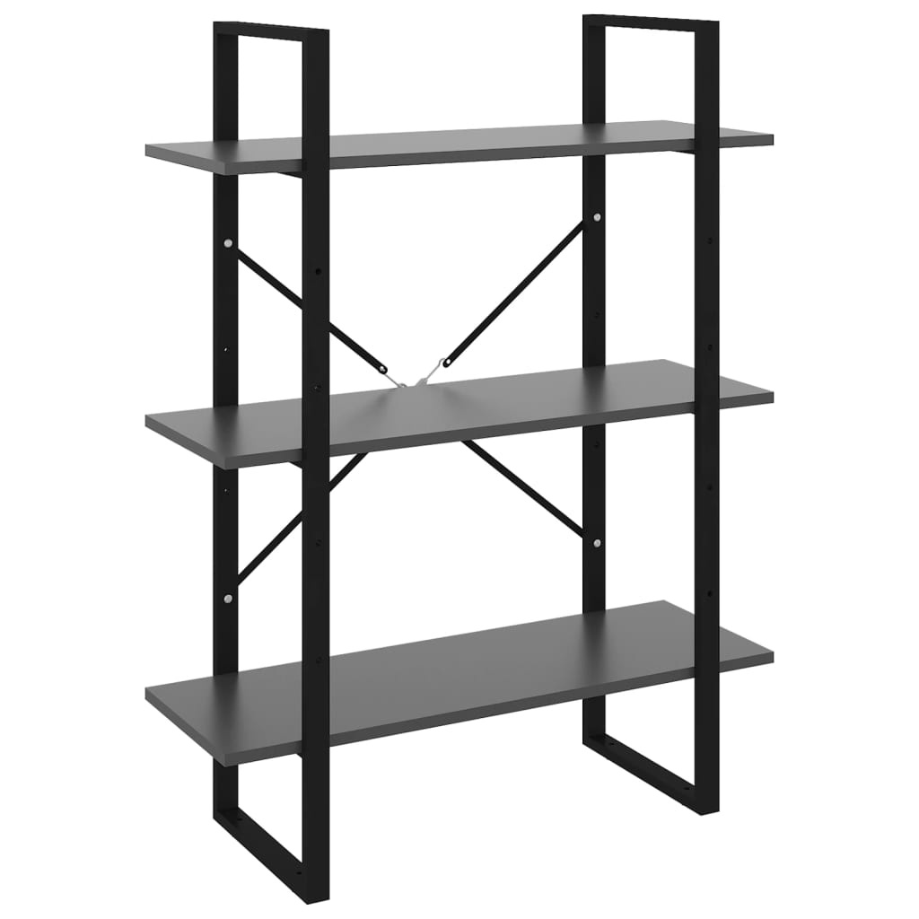 Boekenkast 80x30x105 cm spaanplaat grijs