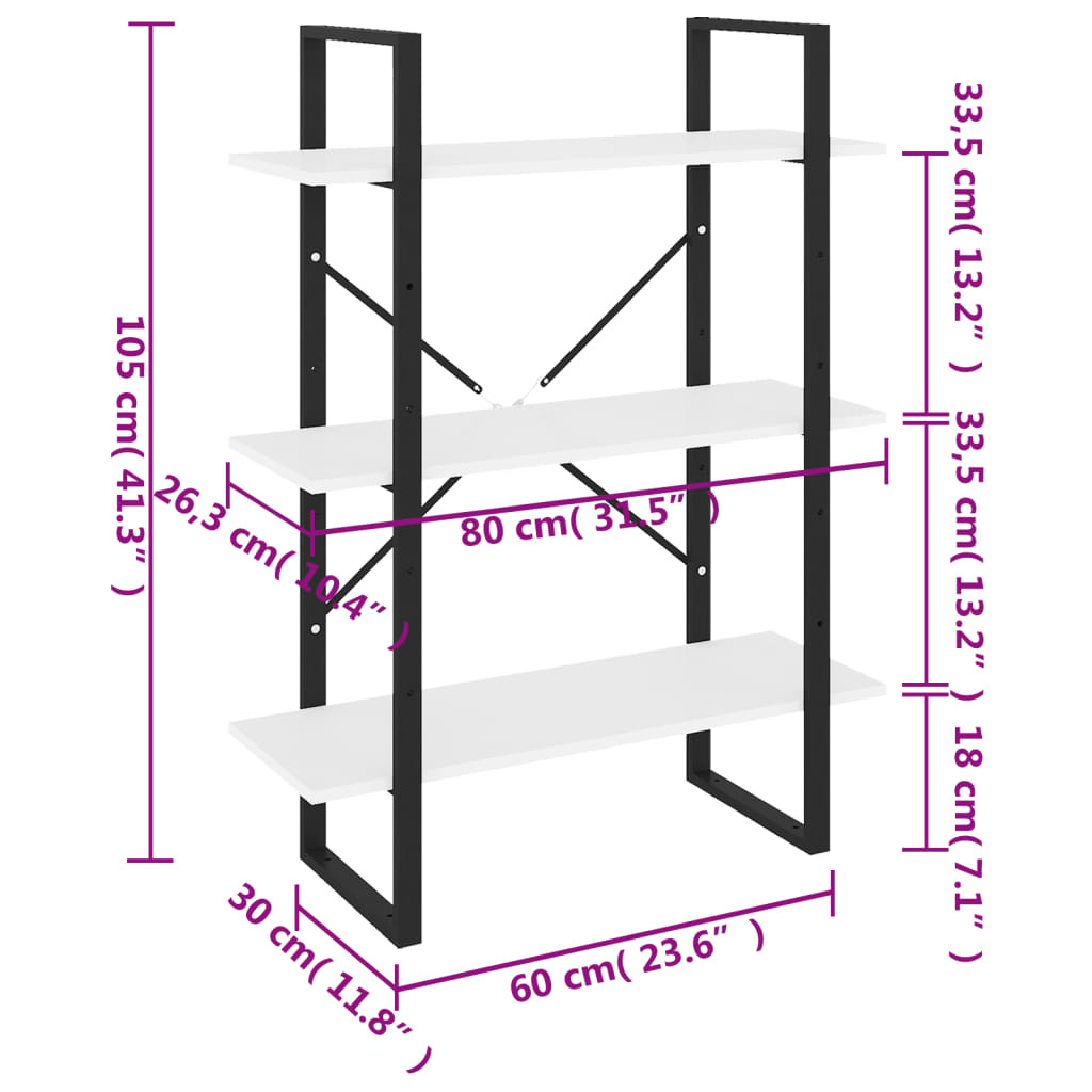 Boekenkast 80x30x105 cm spaanplaat grijs
