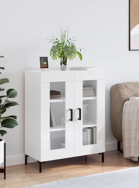 VidaXL Dressoir 69,5x34x90 cm bewerkt hout hoogglans wit