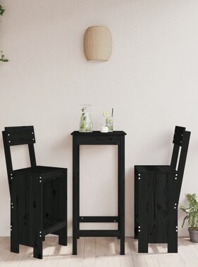 VidaXL Barkrukken 2 st 40x48,5x115,5 cm massief grenenhout zwart