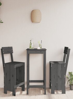 VidaXL Barkrukken 2 st 40x48,5x115,5 cm massief grenenhout grijs
