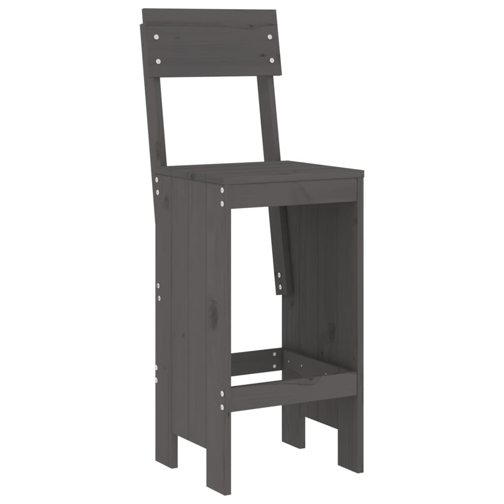 VidaXL Barkrukken 2 st 40x48,5x115,5 cm massief grenenhout grijs