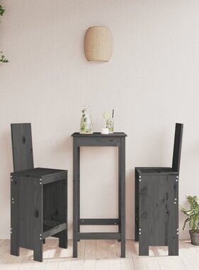 VidaXL Barkrukken 2 st 40x42x120 cm massief grenenhout grijs