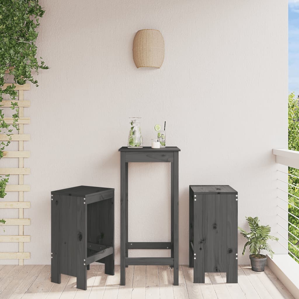 VidaXL Barkrukken 2 st 40x36x75 cm massief grenenhout grijs