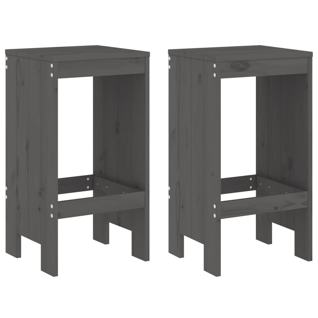 VidaXL Barkrukken 2 st 40x36x75 cm massief grenenhout grijs
