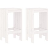 VidaXL Barkrukken 2 st 40x36x75 cm massief grenenhout wit