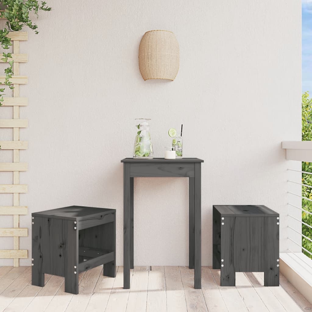 VidaXL Tuinkrukken 2 st 40x36x45 cm massief grenenhout grijs