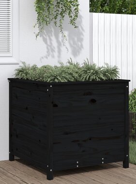 VidaXL Plantenbak 82,5x82,5x78 cm massief grenenhout zwart