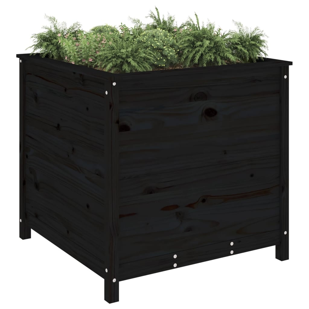VidaXL Plantenbak 82,5x82,5x78 cm massief grenenhout zwart