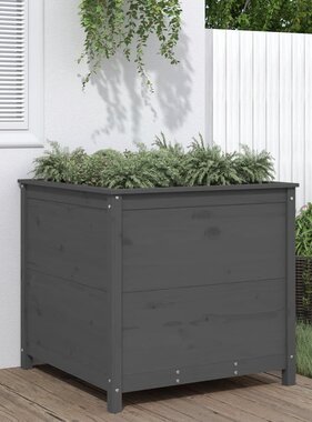 VidaXL Plantenbak 82,5x82,5x78 cm massief grenenhout grijs