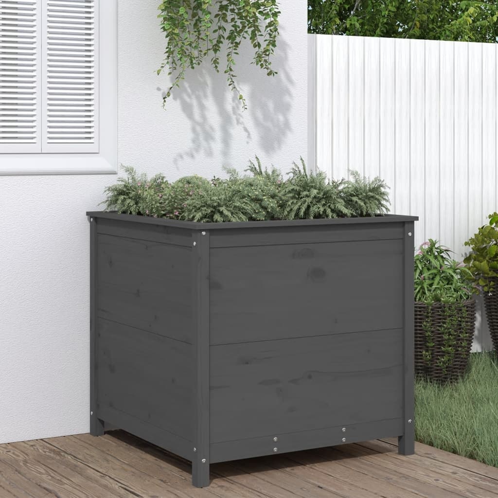 VidaXL Plantenbak 82,5x82,5x78 cm massief grenenhout grijs