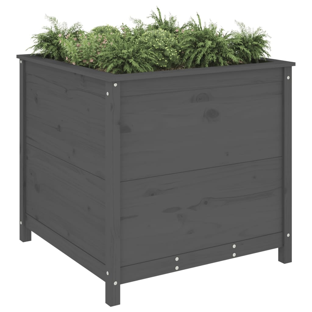 VidaXL Plantenbak 82,5x82,5x78 cm massief grenenhout grijs