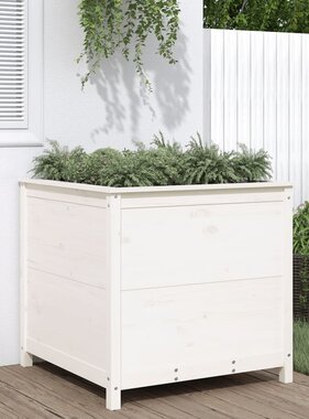 VidaXL Plantenbak 82,5x82,5x78 cm massief grenenhout wit