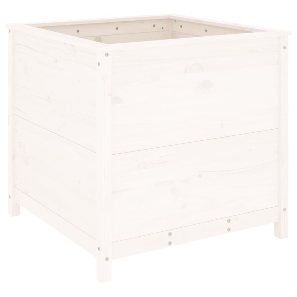 VidaXL Plantenbak 82,5x82,5x78 cm massief grenenhout wit