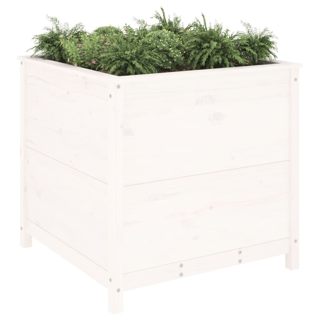 VidaXL Plantenbak 82,5x82,5x78 cm massief grenenhout wit
