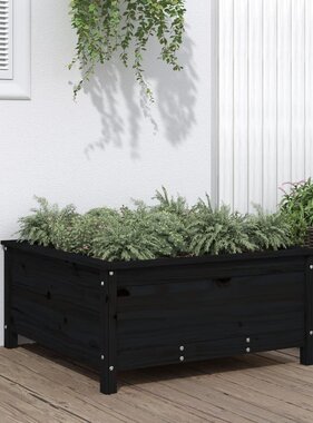 VidaXL Plantenbak 82,5x82,5x39 cm massief grenenhout zwart