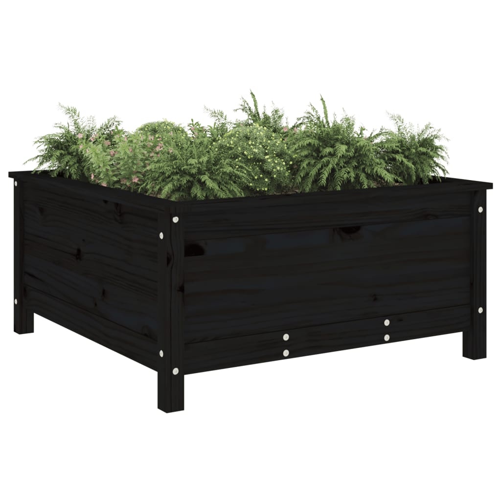 VidaXL Plantenbak 82,5x82,5x39 cm massief grenenhout zwart