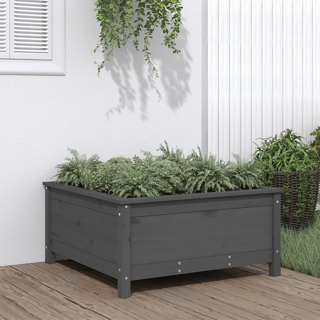 VidaXL Plantenbak 82,5x82,5x39 cm massief grenenhout grijs