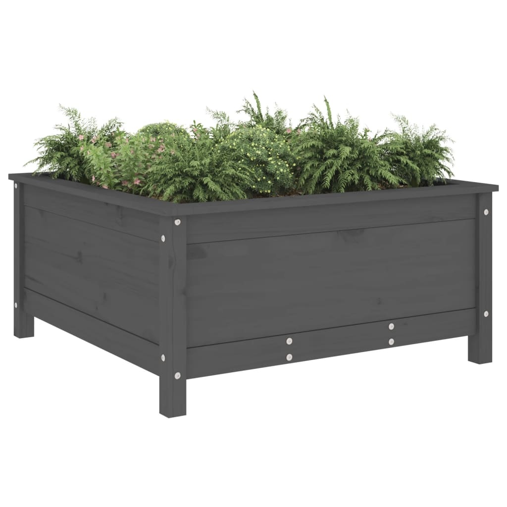VidaXL Plantenbak 82,5x82,5x39 cm massief grenenhout grijs