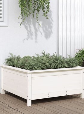 VidaXL Plantenbak 82,5x82,5x39 cm massief grenenhout wit