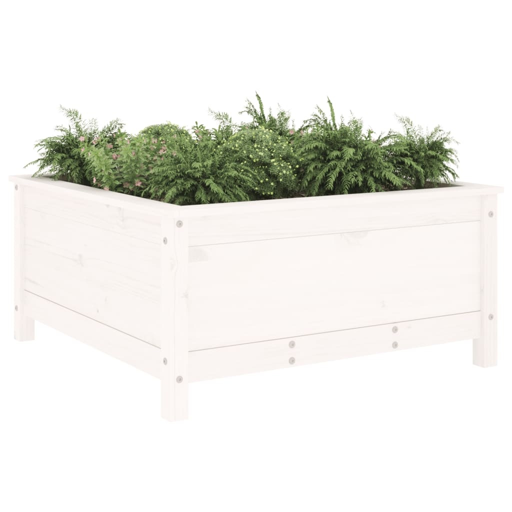 VidaXL Plantenbak 82,5x82,5x39 cm massief grenenhout wit