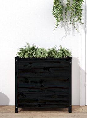 vidaXL Plantenbak 82,5x40x78 cm massief grenenhout zwart