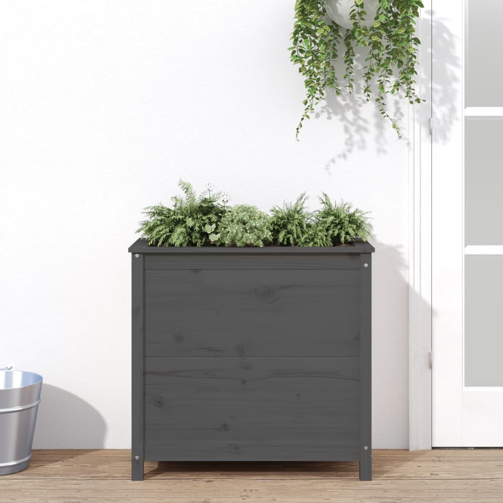 VidaXL Plantenbak 82,5x40x78 cm massief grenenhout grijs