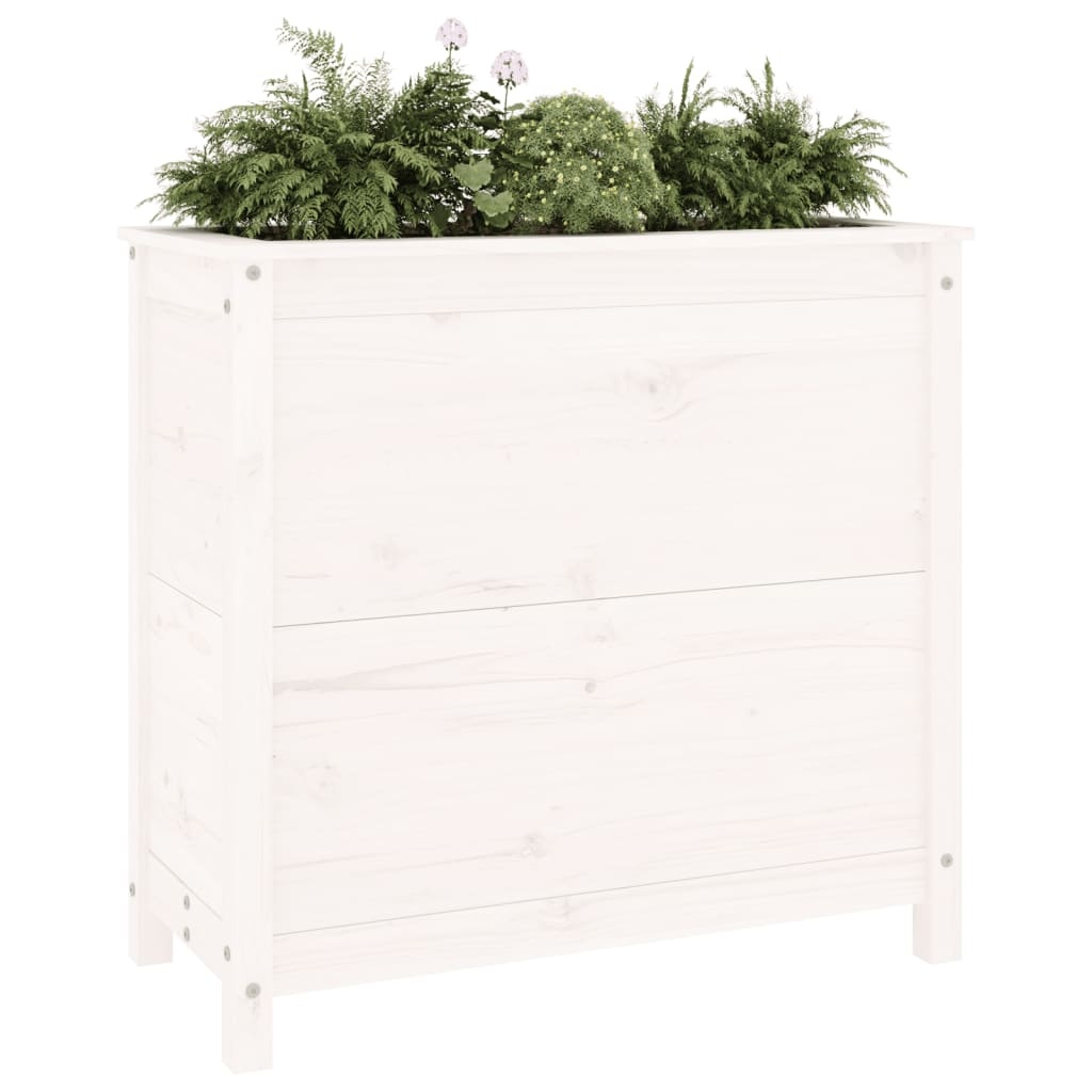 VidaXL Plantenbak 82,5x40x78 cm massief grenenhout wit