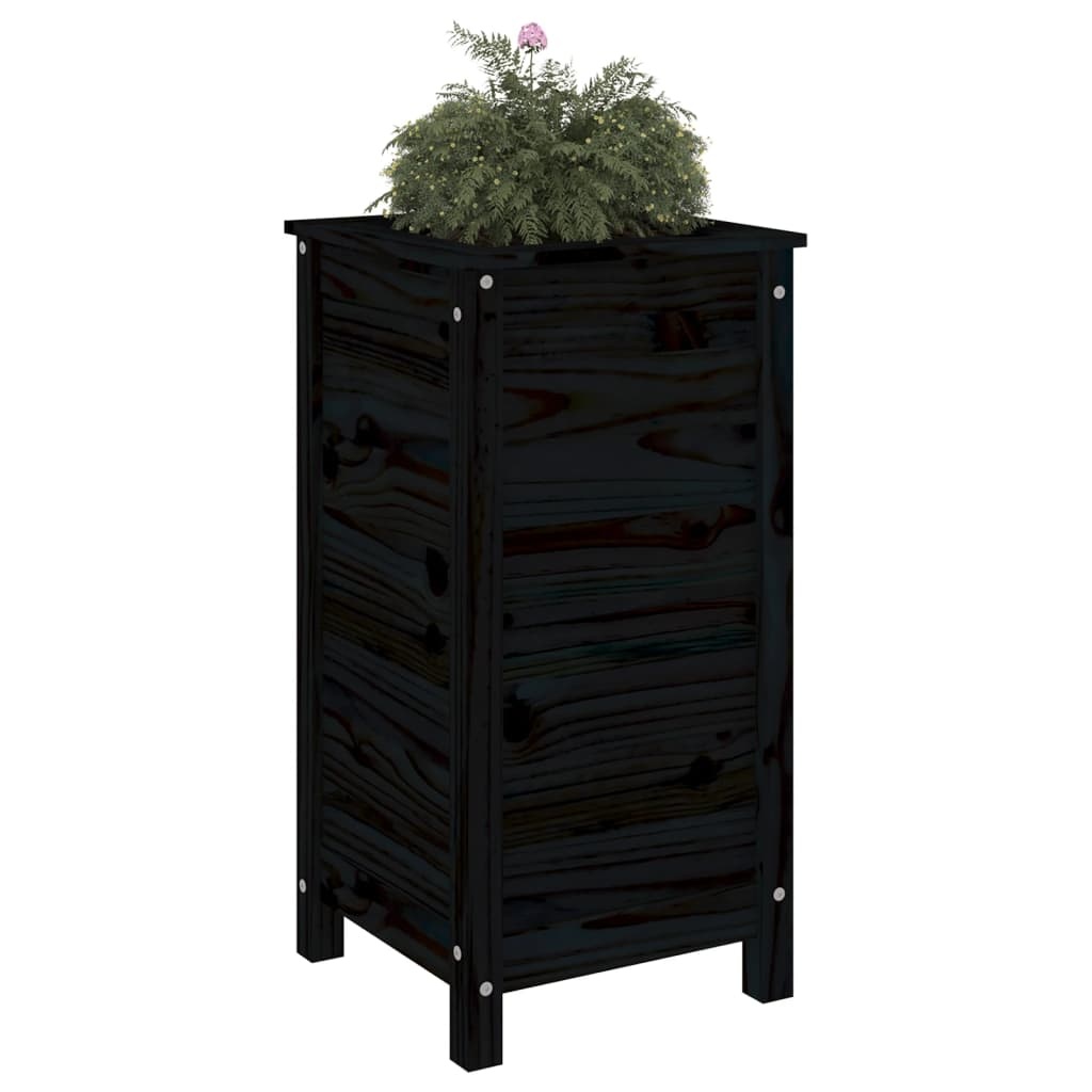VidaXL Plantenbak 40x40x78 cm massief grenenhout zwart