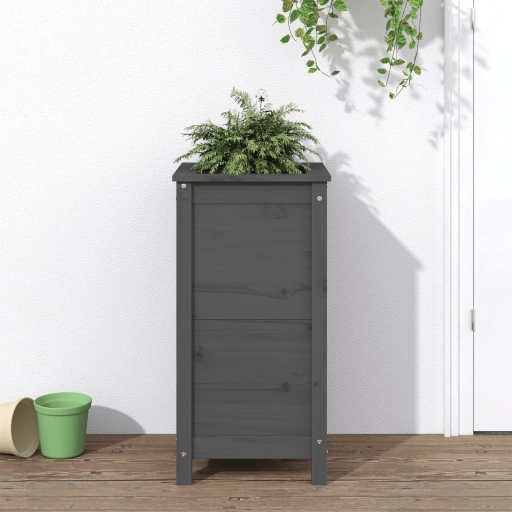 VidaXL Plantenbak 40x40x78 cm massief grenenhout grijs