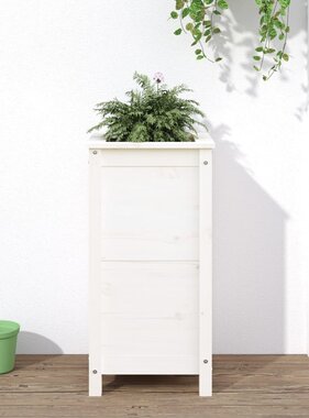 VidaXL Plantenbak 40x40x78 cm massief grenenhout wit