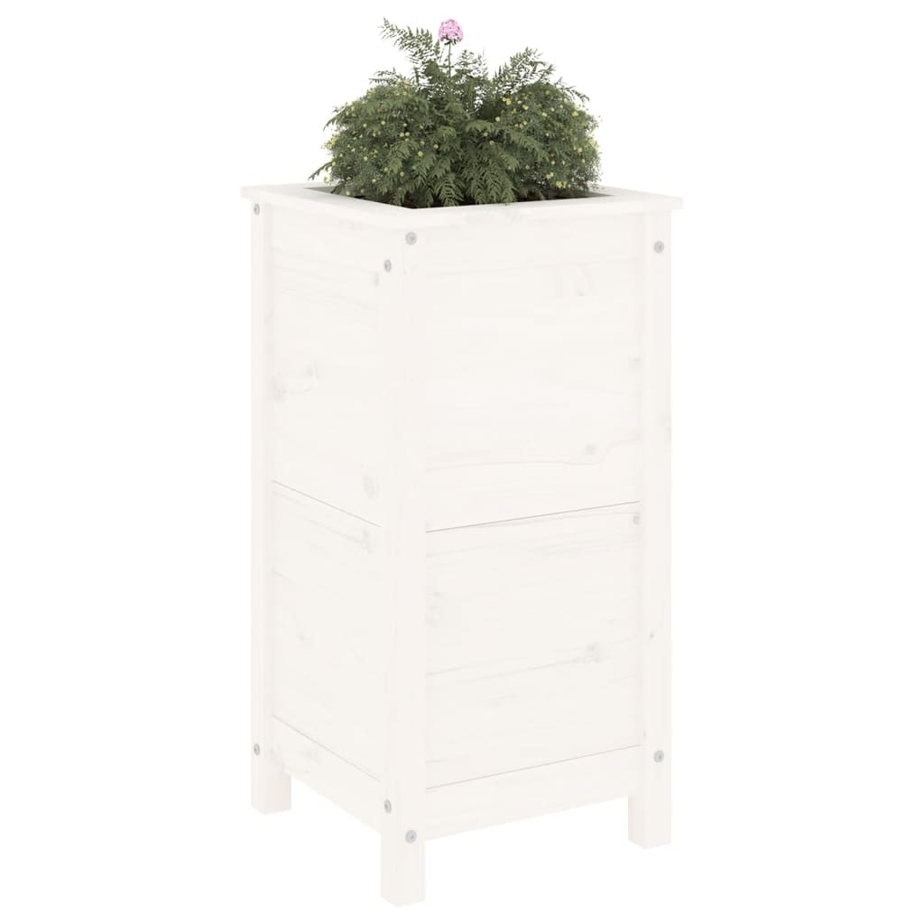 VidaXL Plantenbak 40x40x78 cm massief grenenhout wit
