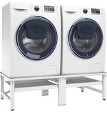 vidaXL Wasmachine- en drogerverhoger met uittrekbare schappen wit