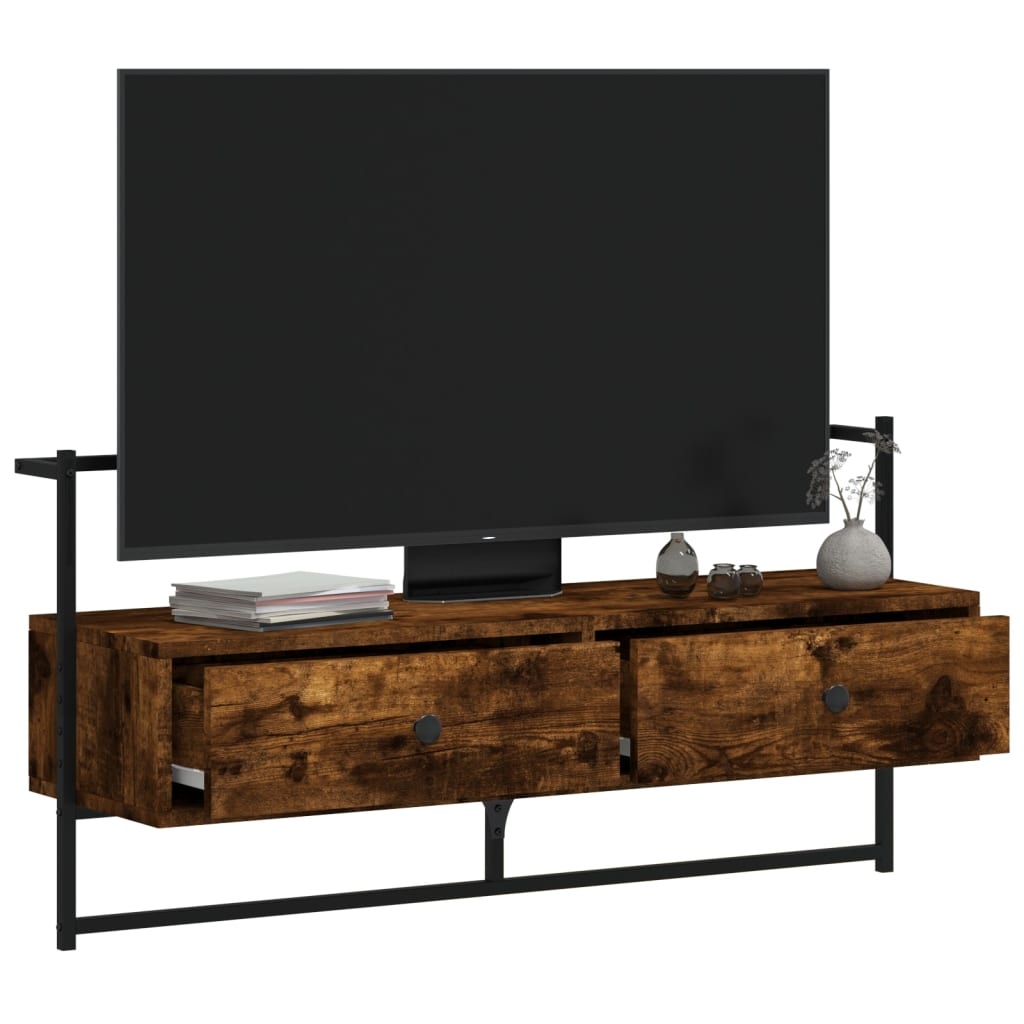 VidaXL Tv-meubel wandgemonteerd 100,5x30x51 cm hout gerookt eikenkleur