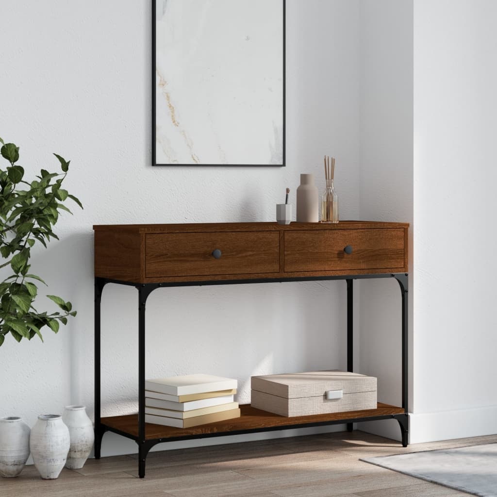 VidaXL Wandtafel 100x34,5x75 cm bewerkt hout bruineikenkleurig
