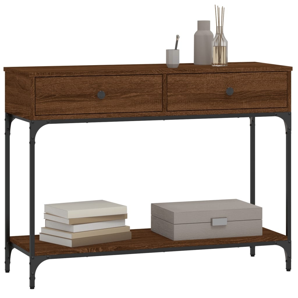 VidaXL Wandtafel 100x34,5x75 cm bewerkt hout bruineikenkleurig