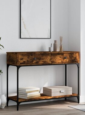 VidaXL Wandtafel 100x34,5x75 cm bewerkt hout gerookt eikenkleurig