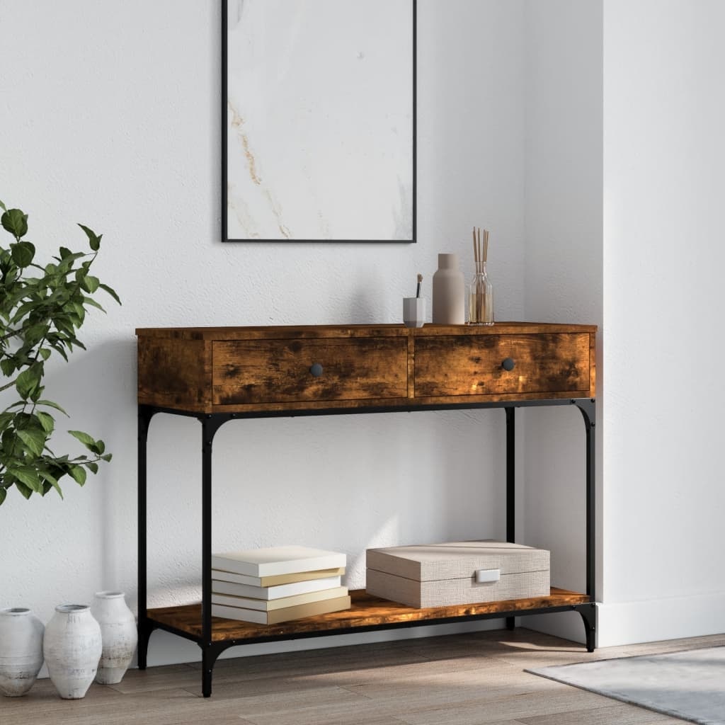 VidaXL Wandtafel 100x34,5x75 cm bewerkt hout gerookt eikenkleurig