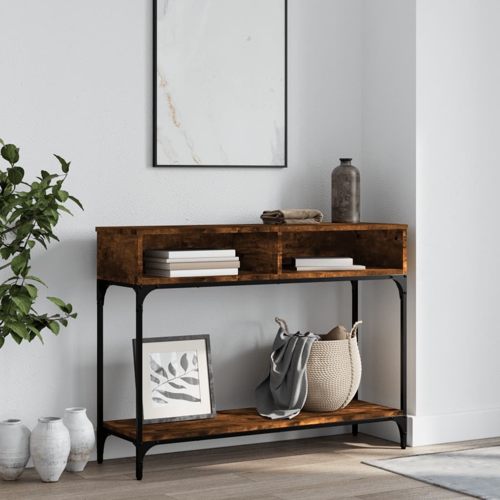 VidaXL Wandtafel 100x30,5x75 cm bewerkt hout gerookt eikenkleurig