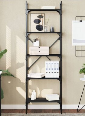 VidaXL Boekenkast 5-laags 56x31,5x174 cm bewerkt hout zwart