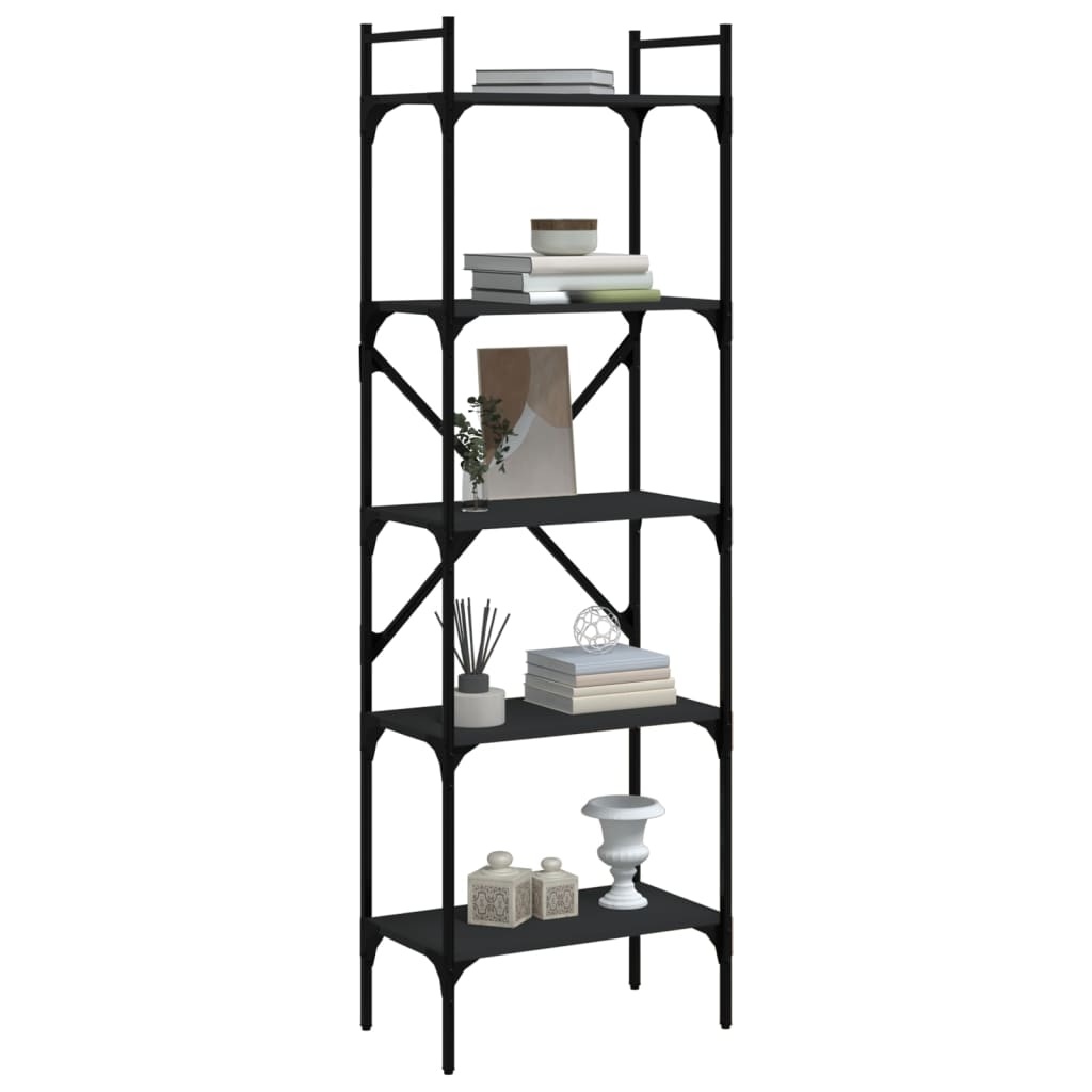 VidaXL Boekenkast 5-laags 56x31,5x174 cm bewerkt hout zwart