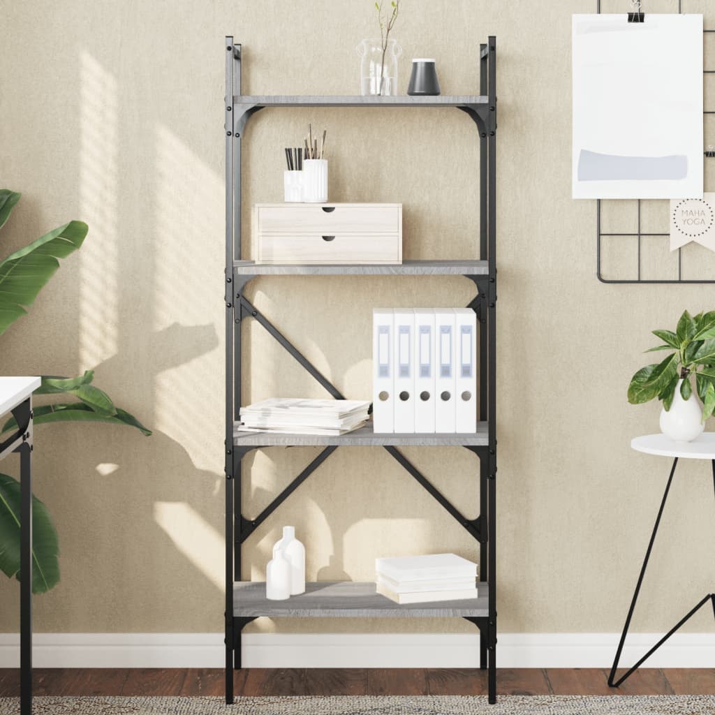 VidaXL Boekenkast 4-laags 56x31,5x138,5 cm bewerkt hout grijs sonoma